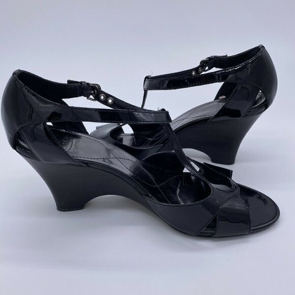 CIRCA Joan & David Black Patent Sandals - Picture 8 of 12
